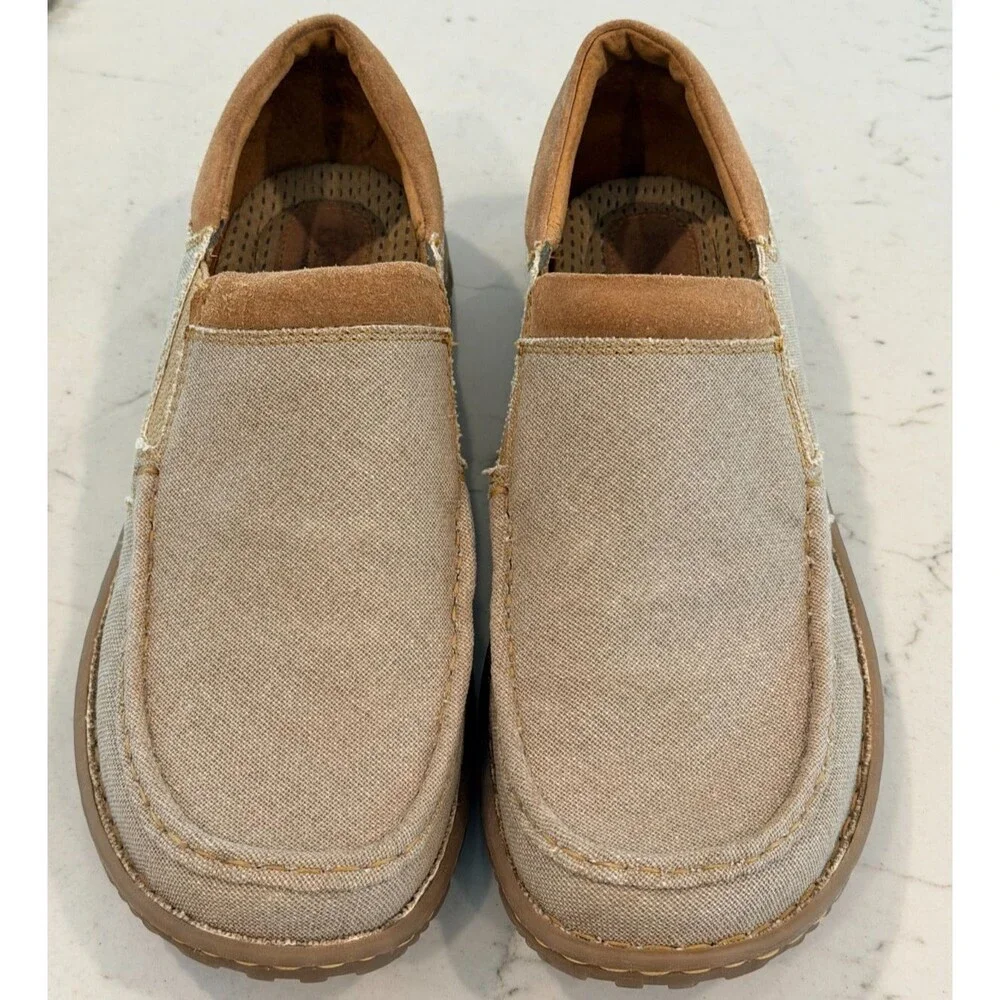 Born Mens Gudmund Natural Canvas Slip On Shoes Loafers SZ 12